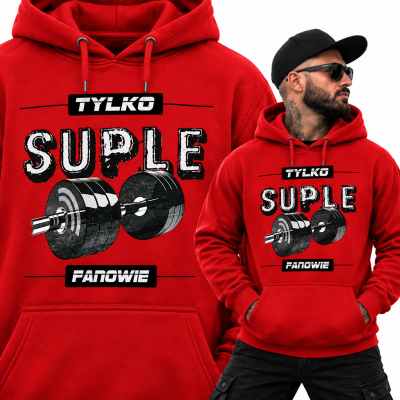 BLUZA Z KAPTUREM NA SIŁOWNIĘ  SUPLE